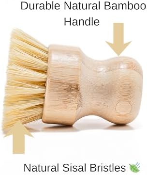 Bamboo Dish Brush 2-Pack – Natural Sisal Bristles, Eco-Friendly Kitchen Cleaning Brush, Wooden Scrubber for Dishes, Pots & Pans - Image 4