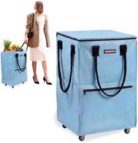 WORKPRO Large Rolling Grocery Bag, 36-Gallon Rolling Tote with 5 Wheels by WORKPRO