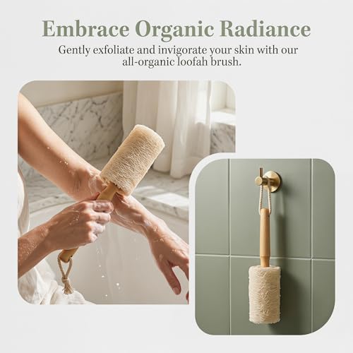 2 Pack Natural Loofah Dish Brushes with Wooden Handles - Image 2