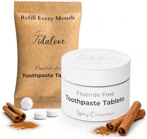 Fluoride-Free Toothpaste Tablets, Cinnamon nHAp | 62 Tabs in Tin by Tidalove