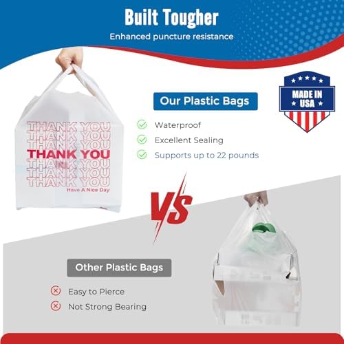 Fuxury 6000 Count - 6K Plastic Thank You T-shirt Bags White (11.5" x 6.5" x 21"), Grocery, Take Out, To Go, Retail Shopping Bags for Business in Bulk - Image 4