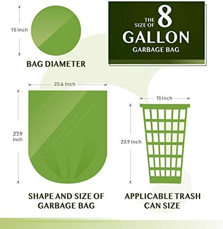 Compostable Trash Bags - FORID 8 Gallon Garbage Bags 150 Count Trash Can Liners 30 Liter Unscented Medium Wastebasket Bags for Kitchen Bathroom Home Office Garbage Can (5Rolls/Green) - Durable & Thick - Image 6
