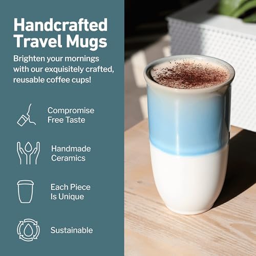 NOVA CERAMICS Travel Coffee Tumbler – Travel Mug - On the Go Coffee Mug – Microwave & Dishwasher Safe Green CoffeeTumbler - Gifts For Women Men Him Her – 16oz – Lagoon - Image 2