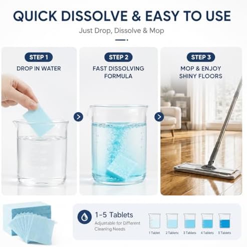 100/200/300 Pcs Multi-Surface Floor Cleaning Tablets, Multi-Effect Floor Clean Tablets, Dissolvable Mopping Refill for Tile, Vinyl, Hardwood, Laminate & Sealed Hard Floors (Purple( Lavender),100pcs) - Image 2