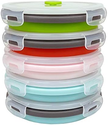 CARTINTS 800ml Silicone Collapsible Food Storage Containers-Prep/Storage Bowls with Lids - Round Silicone Lunch Containers - Microwave and Freezer Safe Set of 5 - Image 2
