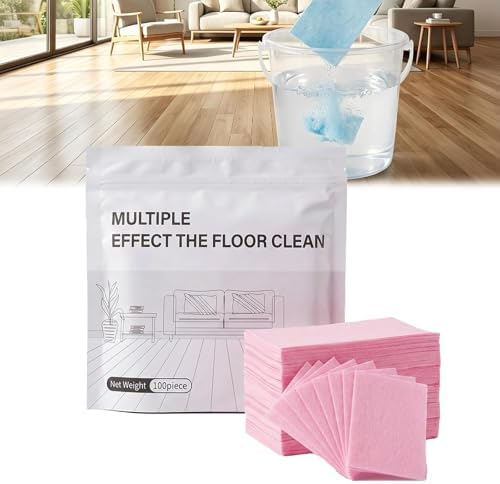 Multi-Effect Floor Clean Tablets，Water Soluble Floor Cleaner for Mopping, Concentrated Multi-Surface Cleaning Sheets Fit for Hardwood, Laminate Floors, Wall Tiles Pink 200 Pcs by Unknown
