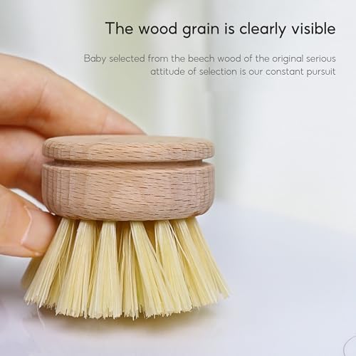 Wooden Washing Up Brush, 4PCS Replacement Brush Heads for Eco Dish Brush, Eco Bamboo Dish Brush, Natural Dish Brush, Kitchen Eco Bamboo Scrubber Brushes for Washing and Cleaning - Image 3