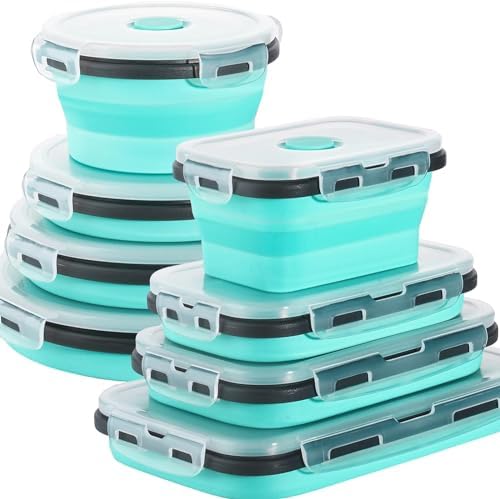 Sudaya 16 Pack Collapsible Food Storage Containers With Lids, Collapsible Storage Containers Sets Silicone Collapsible Bowls For Camping, RV Accessories, Travel Trailer Must by Sudaya