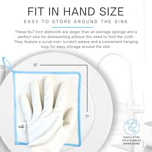 Whiffkitch Dishcloths Kitchen Dishrag Cleaning Scrub Reusable 3pk 6x7in - Image 4