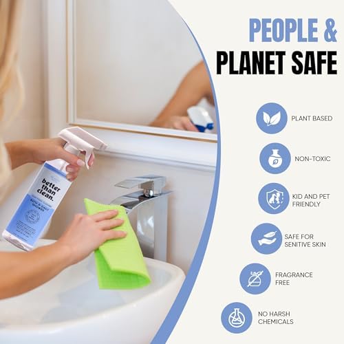 Better Than Clean™ Bath and Shower Cleaner Starter Pack – Fragrance Free, Plant-Based, Non-Toxic, Bathroom Cleaner with 8oz Concentrate & 16oz Empty Refillable Spray Bottle - Image 5