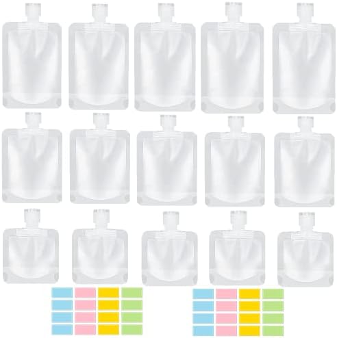 SEQUHITKU 17 Pack Travel Pouches for Toiletries,TSA Approved,Travel Size Portable Containers,Stand Up Pouch,Refillable Travel Accessories for Shampoo Conditioner Lotion Soap Liquids (B-17pcs) by SEQUHITKU