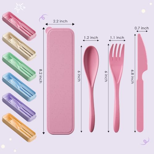 Quatish 8 Sets Travel Utensils Set with Case,Camping Utensils Multicolor - Image 2