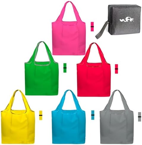 WFK Reusable Grocery Bags With Storage Box, Foldable Shopping Totes by WFKWorshipQualityFirst