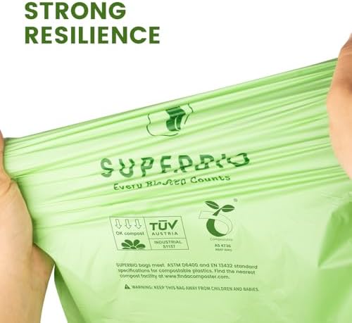 SUPERBIO 13 Gallon Compostable Drawstring Kitchen Waste Bag, 30 Count - Image 6