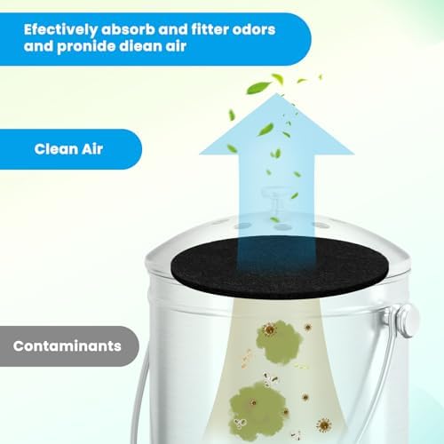 PURIMADE 10Pack 7.25 Inch Charcoal Filters for Compost Bucket with Cutting Template & Trash Can Bag Holder Clip, Universal Size Compost Bin Filter, Compost Filters for Countertop Bin - Image 3