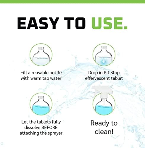 WASH&WHIPS Glass Cleaner Effervescent Tablets w/Empty 16 oz Spray Bottle (Makes 5 Gal/20L/ 40 Bottles) - Image 3