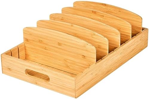 Umilife Extra Large Bamboo Food Container Lid Organizer for Kitchen Cabinet by Umilife