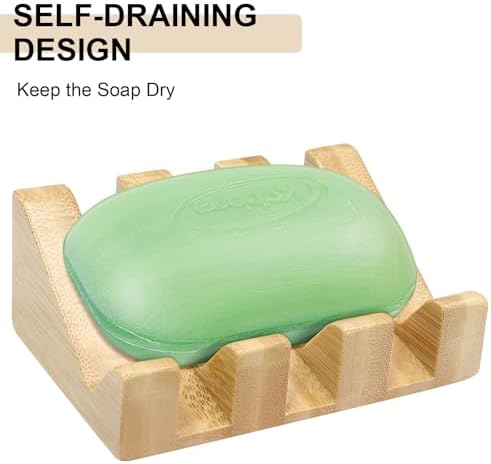Jiozermi 2 Pcs Bamboo Soap Dish,Sloped - Image 5
