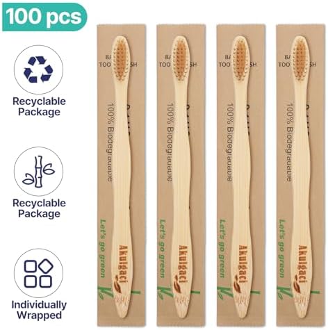 100 Pack Bamboo Toothbrushes for Adults, Biodegradable Soft Bristles Toothbrushes, Eco-Friendly Natural Reusable Wooden Toothbrush in Bulk for Camping Trips Hotel Travel - Image 2
