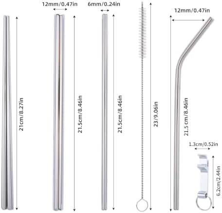 9 Pcs Portable Utensils Set Metal Straws Travel Cutlery Case Fork Spoon - Image 4