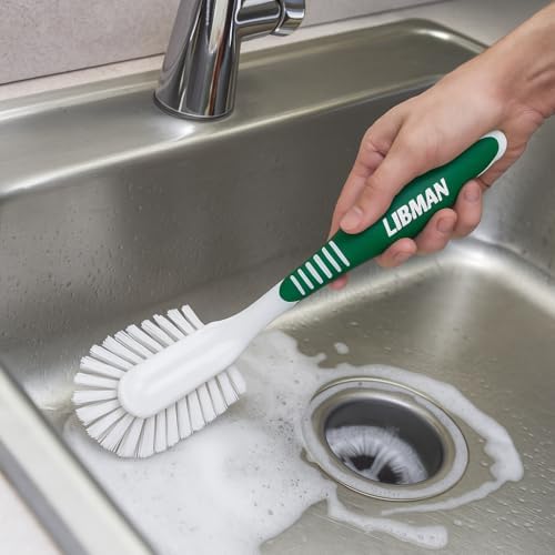 LIBMAN Kitchen Scrub Brush with Long Handle - 3 Pk Kitchen Brush for Dishes - Dish Scrubber Cleaning Brushes for Sinks, Bottles, Pots, Pans, Vegetables - All Purpose - Image 2