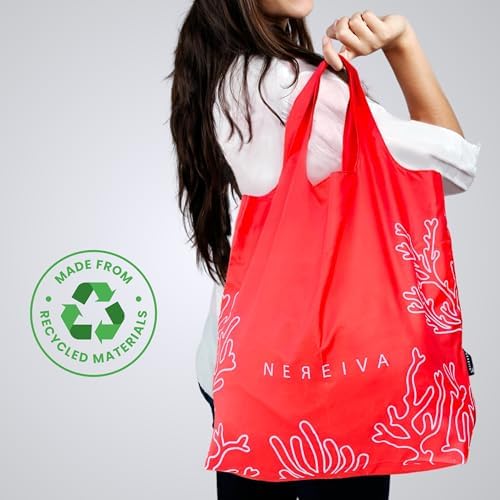 5 Pack in a Carry Pouch, Large Foldable Reusable Grocery Shopping Tote Bags - Image 5