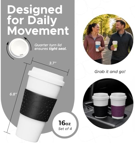 Copco Acadia Travel Mug, 16 Oz - Black, Plum, Blue, Green, Set of 4 - Image 2