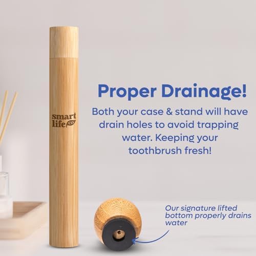 Bamboo Charcoal Toothbrushes (4 Pack) with Travel Case & Stand - Extra Soft Bristles for Adults & Kids Teeth | Zero Waste Travel Toothbrush Kit | Natural Eco-Friendly Wooden Brush Holder Cover - Image 6