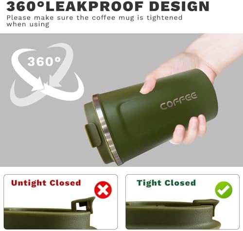 Insulated Travel Coffee Mug, Stainless Steel Coffee Cup with Leakproof Lid - Image 5