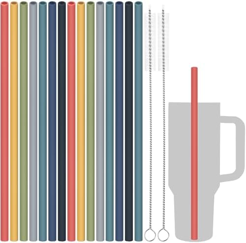 Tomorotec 15PCS Silicone Drinking Straws Fit for Stanley 40oz 30oz Tumbler by Tomorotec