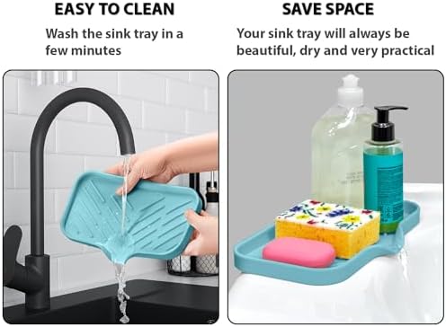 1 Pc Light Green Silicone Sponge Holder - Sink Tray for Soap and Sponge Organization - Image 2