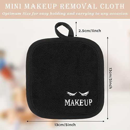 Queekay 48 Pcs Makeup Remover Cloths Reusable Washable Remover Pads Soft Microfiber Face Towels Facial Cleansing Cloths for Face Hand Eye Lips Bathroom Gift for Women 5 x 5 Inch(Black) - Image 3