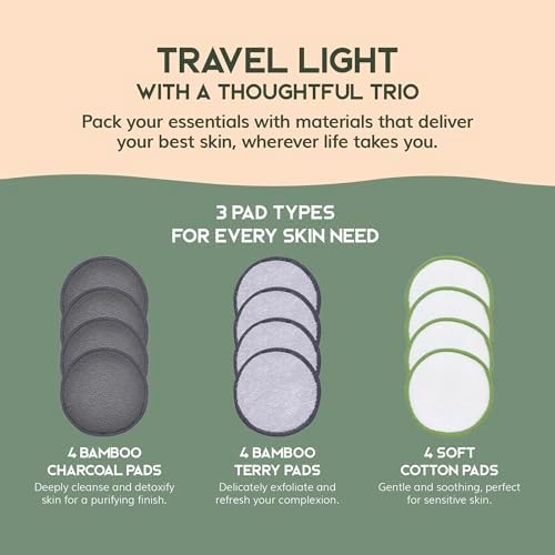 GREENZLA Reusable Makeup Remover Pads |12 Pack | Travel Set - Image 3