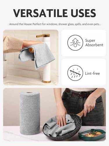 Fantasticlean Microfiber Cleaning Cloth Roll- 60 Sheets,12" (Grey, Dimgrey) - Image 5