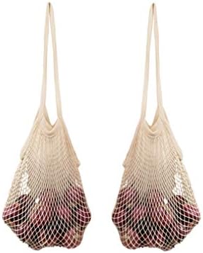 Cotton Mesh Onion Storage Bags - 100% Cotton, Reusable, and Washable Mesh Grocery Bags for Storing Garlic and Root Vegetables by OrganicCottonMart