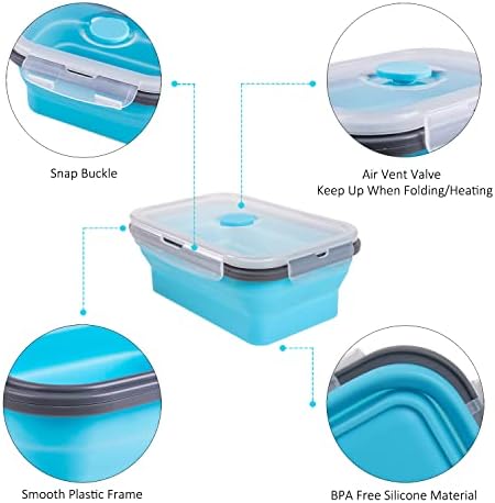 Collapsible Food Storage Containers with Airtight Lid, 4 Sizes, Annaklin Small and Large Stacking Silicone Collapsible Meal Prep Container Set for Leftover, Microwave Freezer Dishwasher Safe, Set of 4 - Image 4