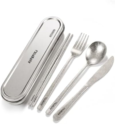 100% Pure Titanium Cutlery Set, Snowflake Pattern Titanium Tableware with 304 Stainless Steel Case & Silicone Holder, Ultralight Portable Utensils with Bonus Carry Bag for Camping - Image 2