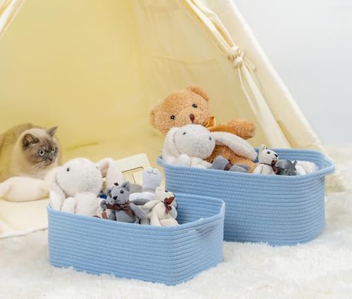 CubesLand Cube Storage Organizer Basket Bin, Cotton Rope Shelves Basket - Image 3