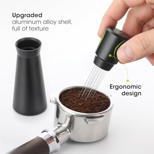 Aieve WDT Tool Espresso, Metal Distribution Tool with 10 x 0.4mm Stainless Steel Needles Espresso Stirrer, Coffee Distributor Aluminum Alloy Handle & Stand with 10 Extra needle - Image 2