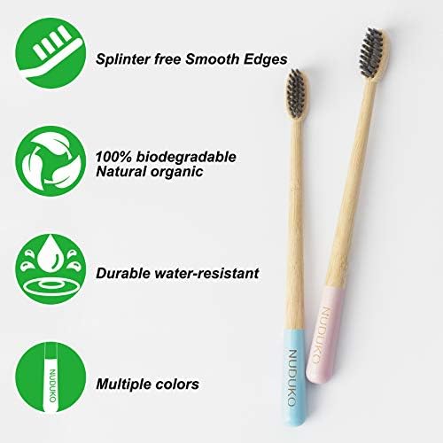 Bamboo Toothbrushes 6 Pack, Soft Bristle Toothbrush Charcoal Toothbrush - Image 3