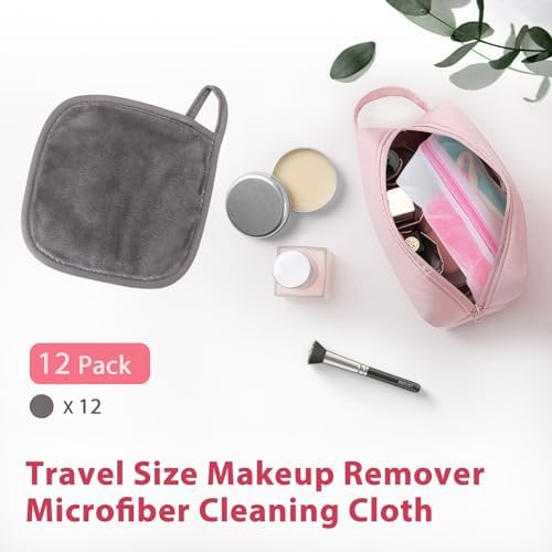 Natwag Makeup Remover Cloth, 6" x 6" Make Up Towels Reusable Face Cloth for Washing Face, Makeup Remover Pads Microfiber Face Washcloth with Mesh Bag, Just Water, 12 Pack, Cool Grey - Image 6