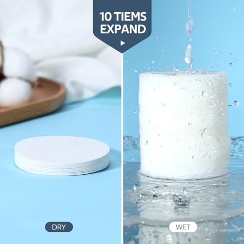 GAINWELL 50-Count Compressed Facial Sponges with Storage Container, for Facial Cleansing, Reusable Makeup Remover, Portable, Suitable for Travel, White - Image 4