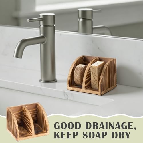 Shampoo Bar Holder Multi Bar Soap Dish, Wooden, 4.33 x 3.35 x 3.15 Inch - Image 4