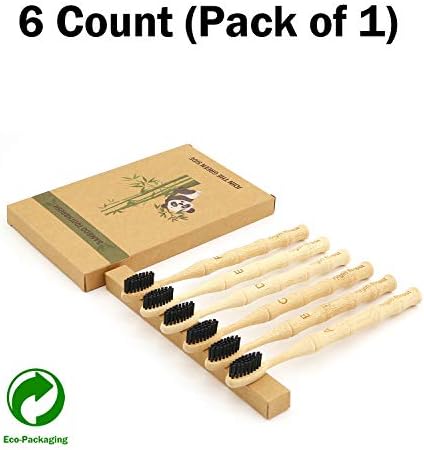 Virgin Forest Bamboo Toothbrushes 6pk, Vegan Charcoal Bristles Eco - Image 2