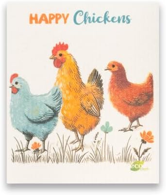 SWEDEdishcloths - Cellulose Sponge Dish Towels - Mixed Set of 6 (One of Each Design) Chickens Swedish Dish Cloths - Image 2