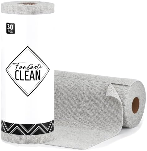 Fantasticlean Microfiber Cleaning Cloth Roll- 30 Sheets, 12" x 12" (Grey) by Fantasticlean
