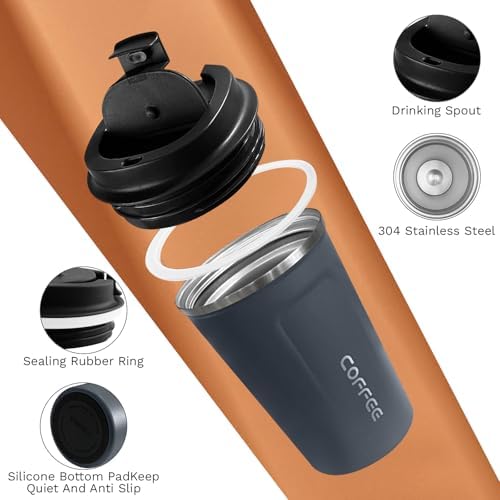 SPLMIFA Travel Coffee Mugs Leak-Proof, Reusable Coffee Cups with Lids, Stainless Steel Vacuum Insulated Coffee Tumblers, Thermal Insulation Cups for Men and Women Hot & Cold Drinks(2nd-Blue, 17OZ) - Image 3