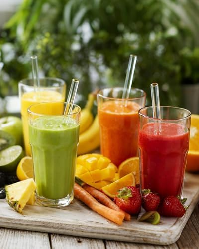 Glass Straws, 18-Pack Reusable Clear Glass Drinking Straws Set - Image 2