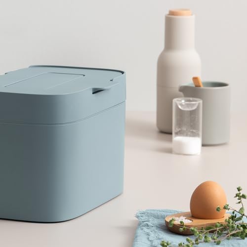 KAZAI. Compost Bin Kitchen 'Elin' | 1.2 GAL / 4.5L Countertop Compost Bin with Lid & Carbon Filter | Odor-Free, Dishwasher Safe, with Inner Bucket | Small Indoor Kitchen Composter | Stone-Blue - Image 4