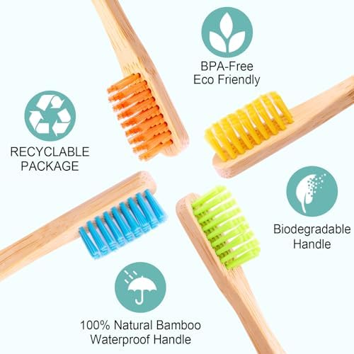 10 Pack Soft Bristles Bamboo Toothbrushes, Plastic Free Toothbrush - Image 4